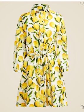 J. Crew Yellow Lemon-Print Button Shirtdress Size XL